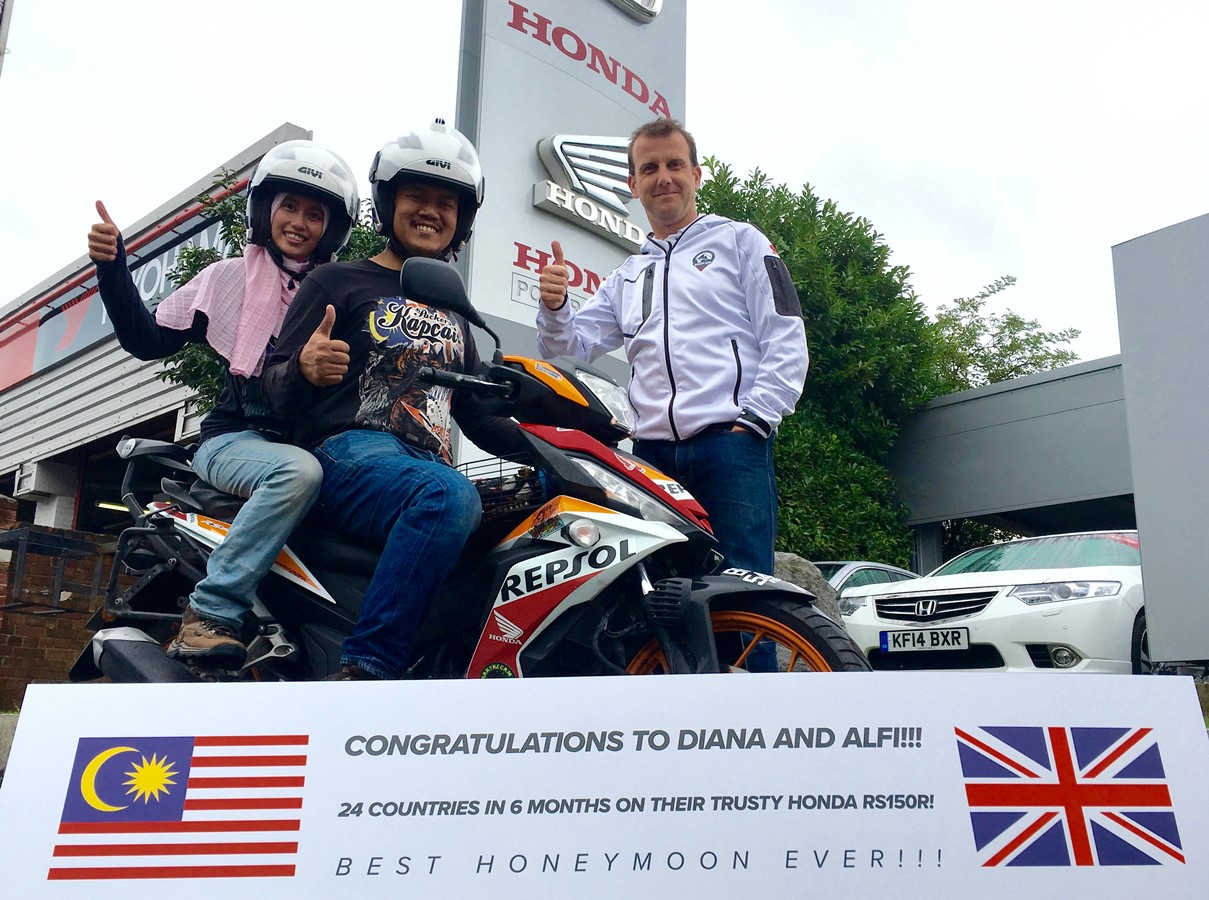 Malaysian couple complete epic honeymoon journey on their Honda RS150R
