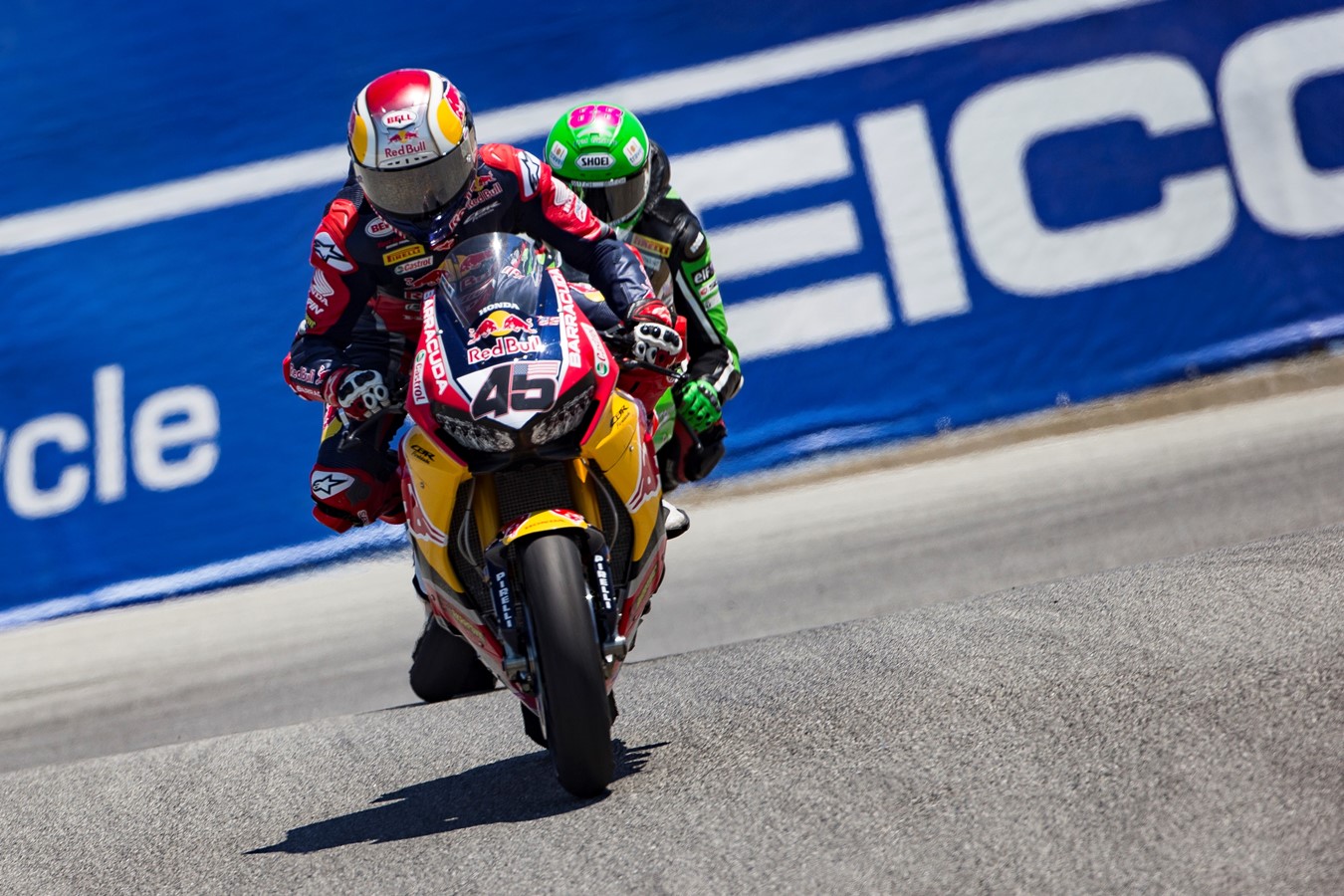 Bradl and Gagne battle hard at Laguna in race two