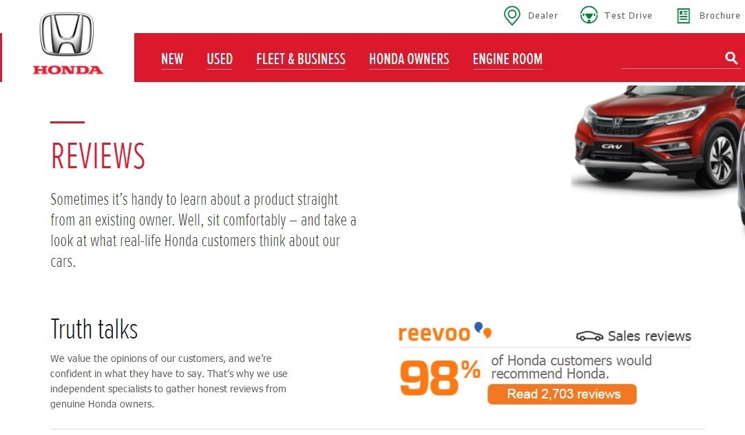 Honda dealer network gets the perfect Reevoo 