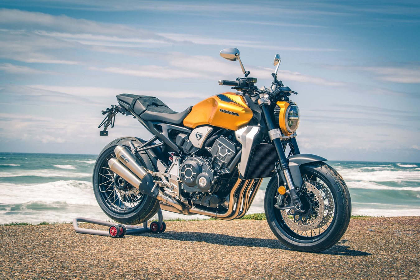 A dozen customized CB1000R's at Wheels and Waves 2019
