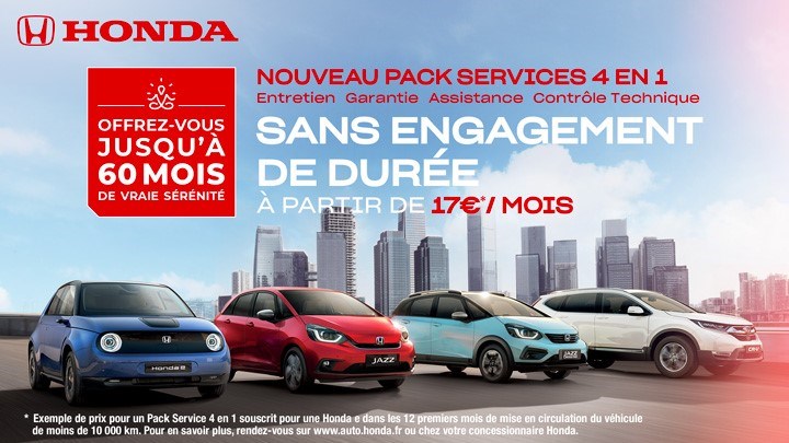 Après-Vente Automobile Honda lance le Pack Services  4 en 1