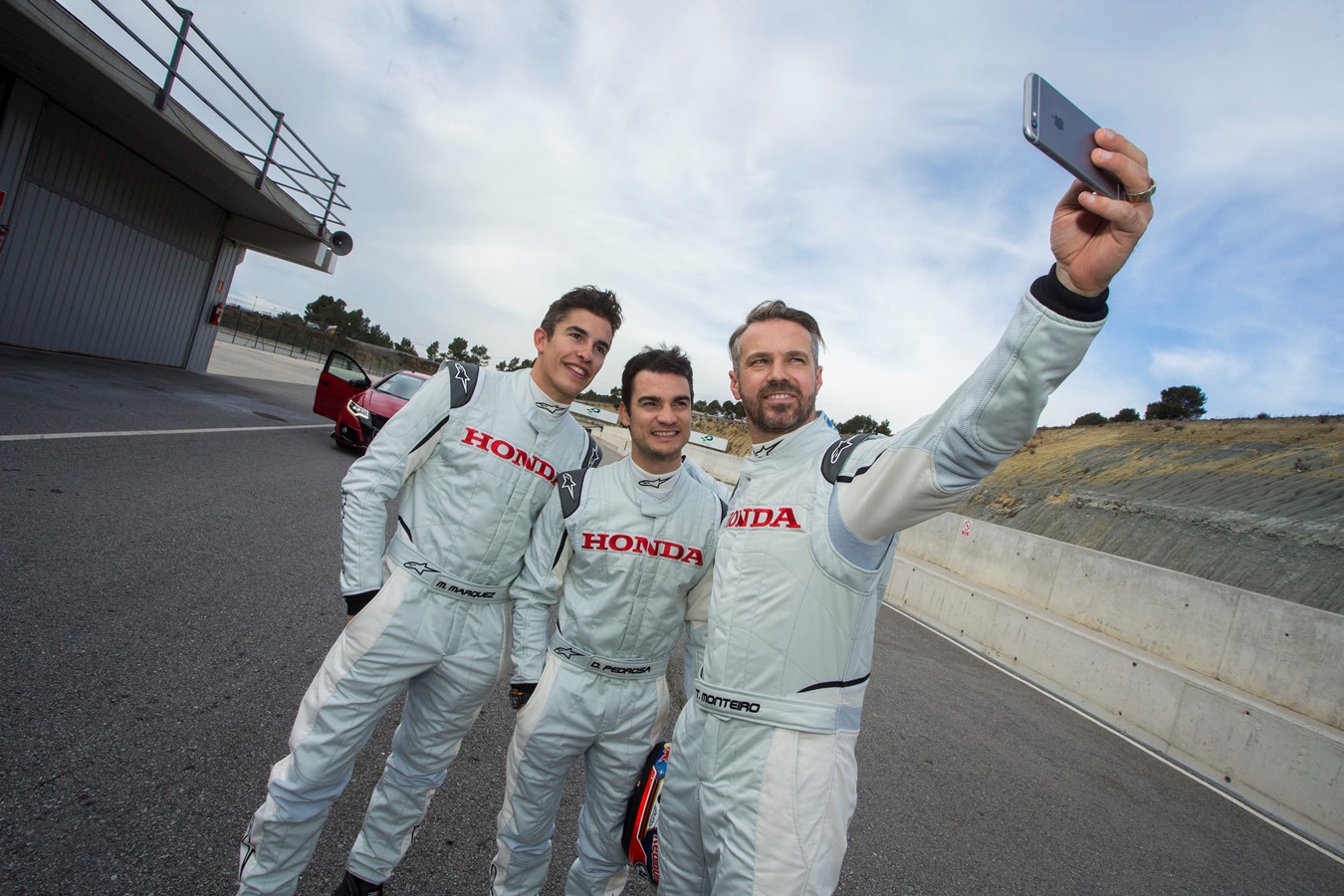 Marc Marquez, Dani Pedrosa, Toni Bou and Tiago Monteiro at the wheel of the new Honda Civic Type R