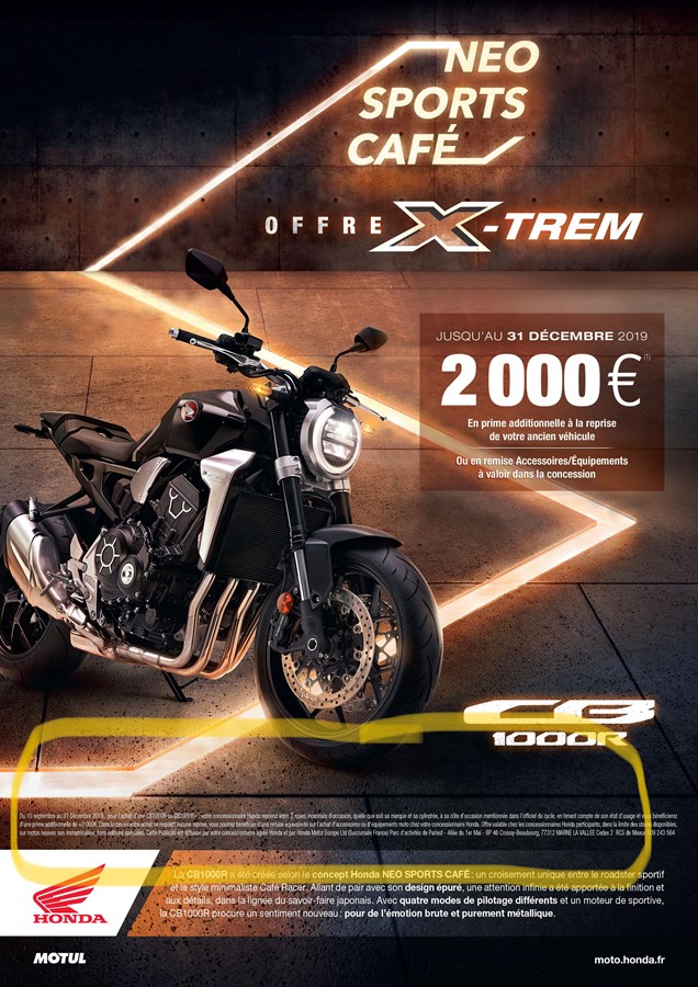 2000 € de prime additionnelle à la reprise pour l'achat d'une CB1000R !