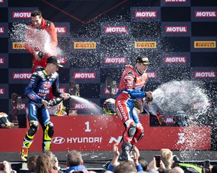 Lecuona and Team HRC celebrate their first SBK podium this season